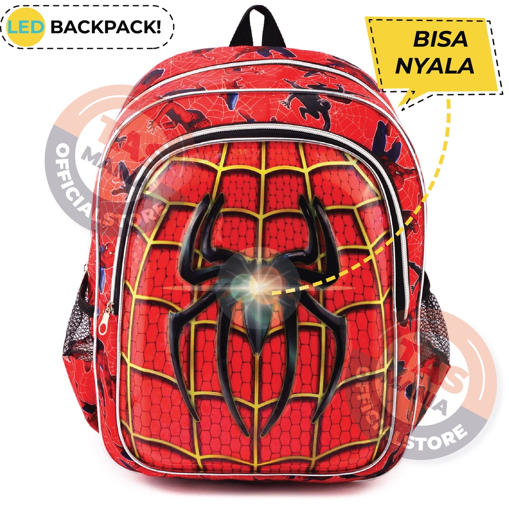 RTM - RANSEL LED SD 4D - IMPORT BEST QUALITY RANSEL SUPER HERO SHIELD BOBOIBOY / SUPERHERO / SQ GAME TAS RANSEL FF NYALA - RANSEL EMBOSS CRACK - RANSEL SEKOLAH