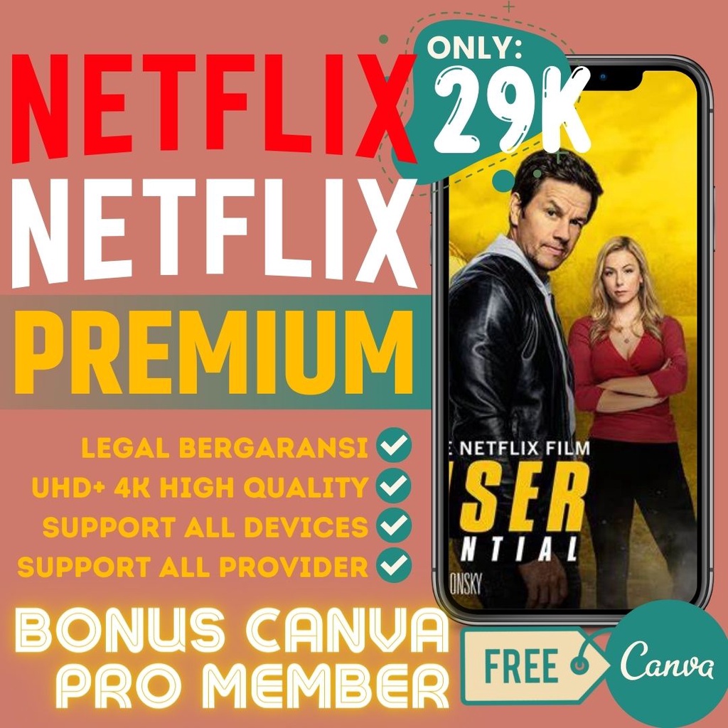 Netflix Premium Lifetime 100 Garansi Promo Termurah Sharing Free Bonus Canva Pro Ready Stock Shopee Indonesia