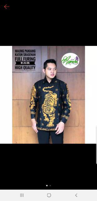 Naga Sogan Kemeja Batik Pria Full Furing Bahan Katun Primisima Batik Motif Naga Batik Solo Halus