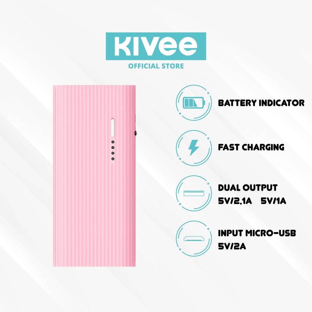 KIVEE PowerBank 10000Mah Mini Portable Dual USB Fast