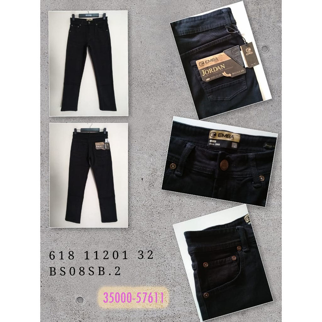 Celana Panjang Jeans Hitam Celana Jeans Pria EMBA Original Jet Black