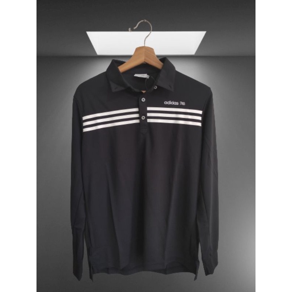 Polo Shirt Kaos Kerah Pria Lengan Panjang Adidas Strip High Quality  Style JKF57 Original