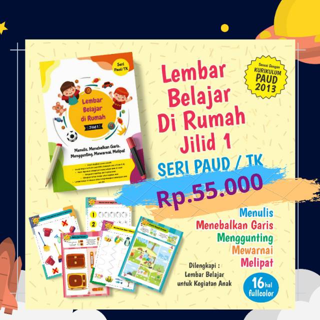 

Lembar belajar di rumah lembar gunting lembar tempel lembar melipat