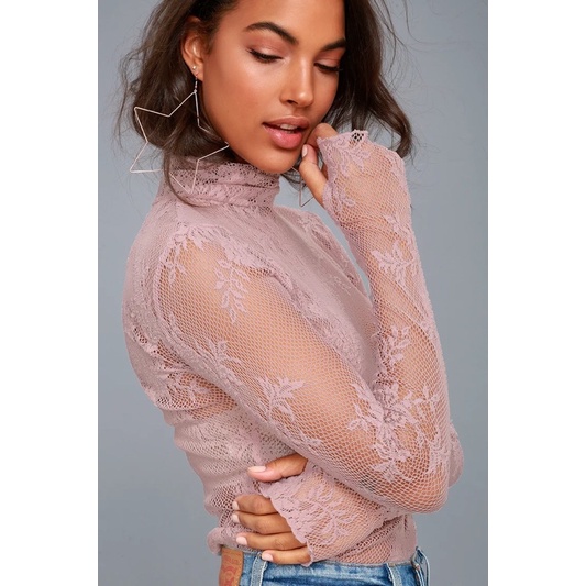 Free People Lace Turtleneck Top