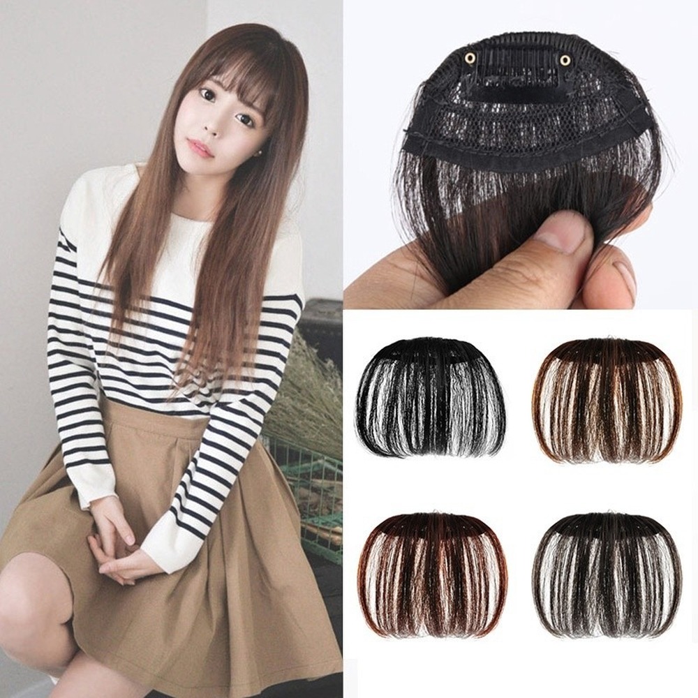 Thin Air Bangs Hair Extension Clip In Fringe Front Hairpiece