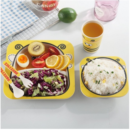 5pcs Set Alat Makan Anak Dengan Variasi Desain Karakter Lucu Peralatan Makan Anak Set