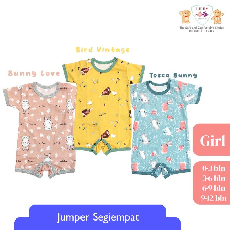 Libby Romper Premium Motif Segi empat / Romper Bayi Motif