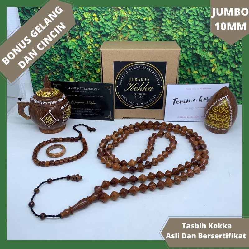 Tasbih kokka kaukah koka 10mm JUMBO motif wajik original ASLI PREMIUM BERSERTIFIKAT BERGARANSI DAN B