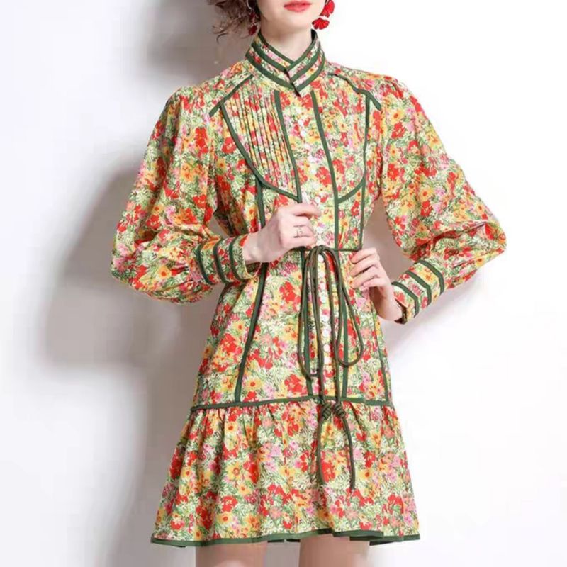 MDLV ~ 46500# Bellaetrix Mini Dress Summer Dress Yellow Flower Import Fashion Import