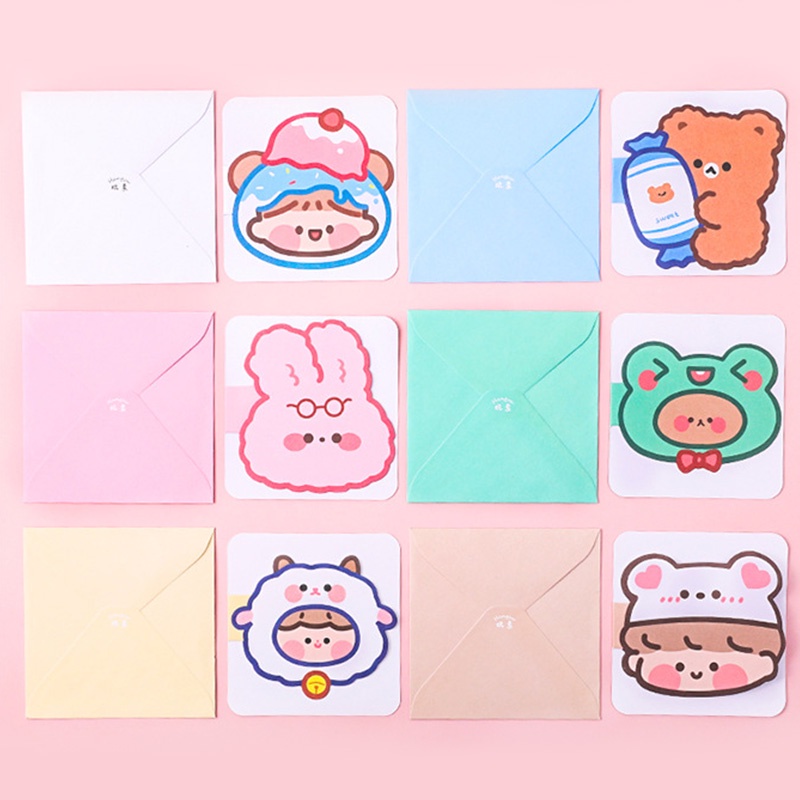 Cartoon INS Style Folding Greeting Card with Envelope Best Wishes Blessing Card