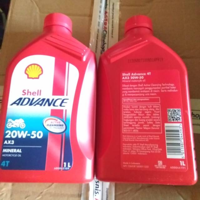 shel advance ax3 1 lt sae 20-50 100% original for motor Honda Yamaha Suzuki dll lebih kental dan tahan panas