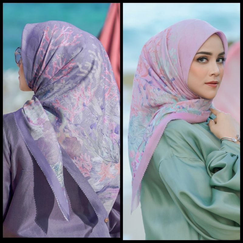 ❌SOLD OUT The Mermaid Series Buttonscarves X Disney The Rose & Lavender Bahan Satin