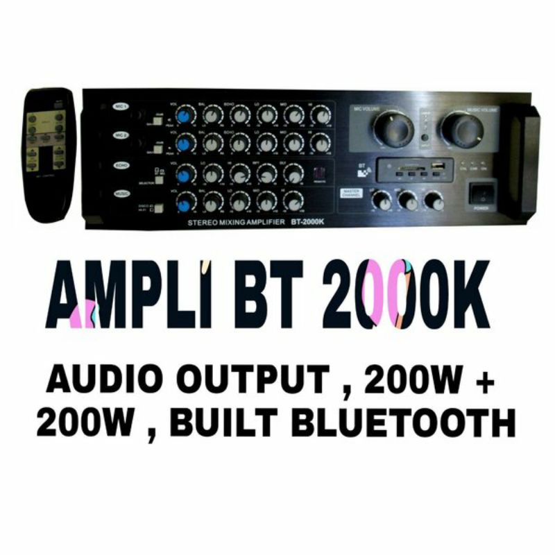 Ampli Karaoke Wisdom Bt 2000K 2000 K Original Amplifier Bluetooth usb 200 watt