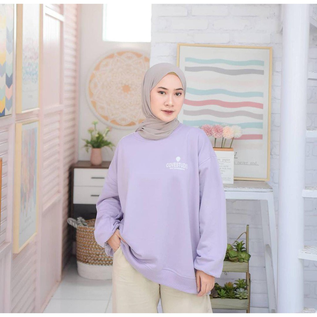 Conves studio Sweater Hoodie Wanita Korean Style Bahan Fleece