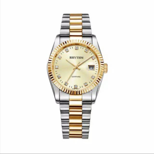 Jam Tangan Pria Rhythm R1202S 04 Stainless Silver Gold