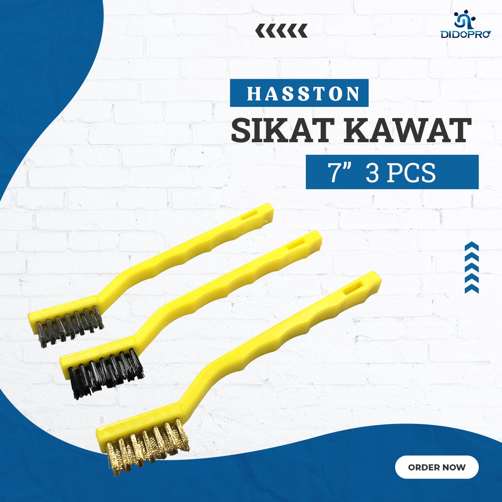 Sikat Kawat Isi 3 Pcs Sikat Pembersih Karat Sikat Mesin / Sikat Kawat Set 3pc PROHEX ART 3460-700 / Nylon Stainless Kuningan