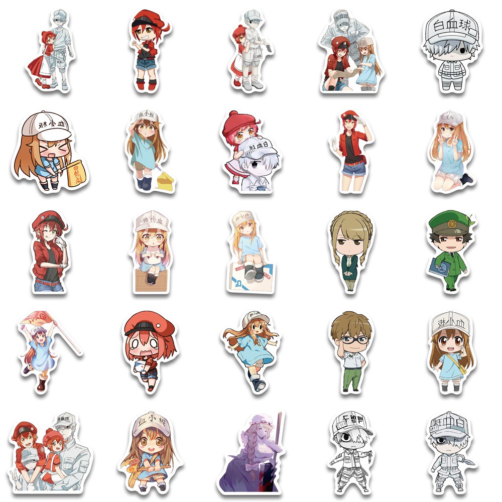 50PCS Cells At Work Code Black Anime Stickers For Children Cartoon Hataraku Saibou Sticker DIY Bicycle Skateboard PS4 Notebook