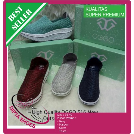 Sepatu Rajut Anyaman Wanita OGGO Wedges 516 with New Outsole