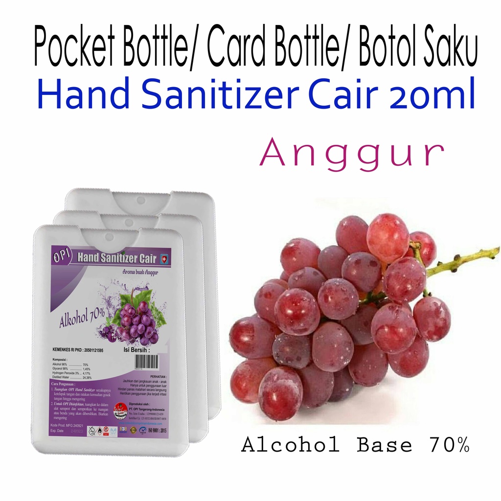 hand sanitizer 20ml varian wangi segar dalam kemasaan botol saku(pocket bottle)