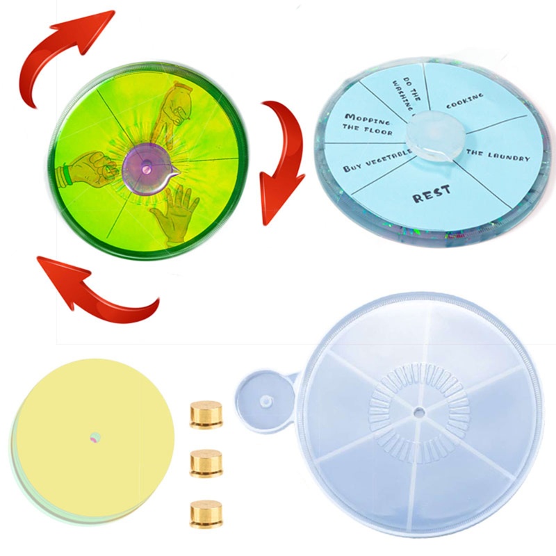 SIY  Turntable Mold with Bearings Round Card Paper Lucky Turntable Game Resin Epoxy Casting Mold for Couple Diy Making Crafts