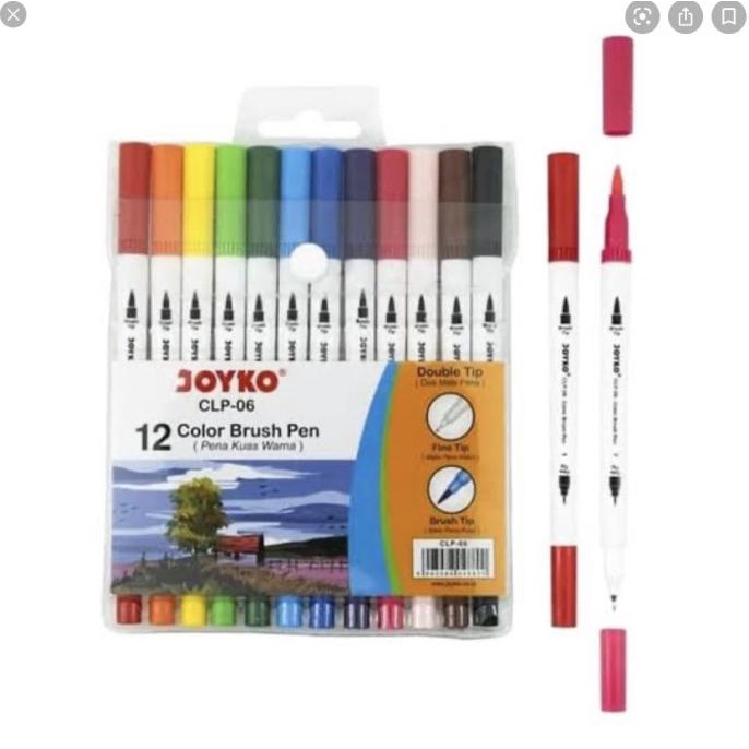 

[[COD]] Brush pen joyko clp 06 12 warna dual tip NEW Kode 795