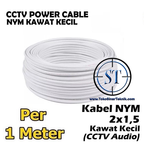 Kabel NYM 2x1,5 Tembaga eceran Tebal Listrik 2 Jalur Kawat Instalasi Lampu Charger Hp sambungan Stop Kontak Panjang per 1 Meter