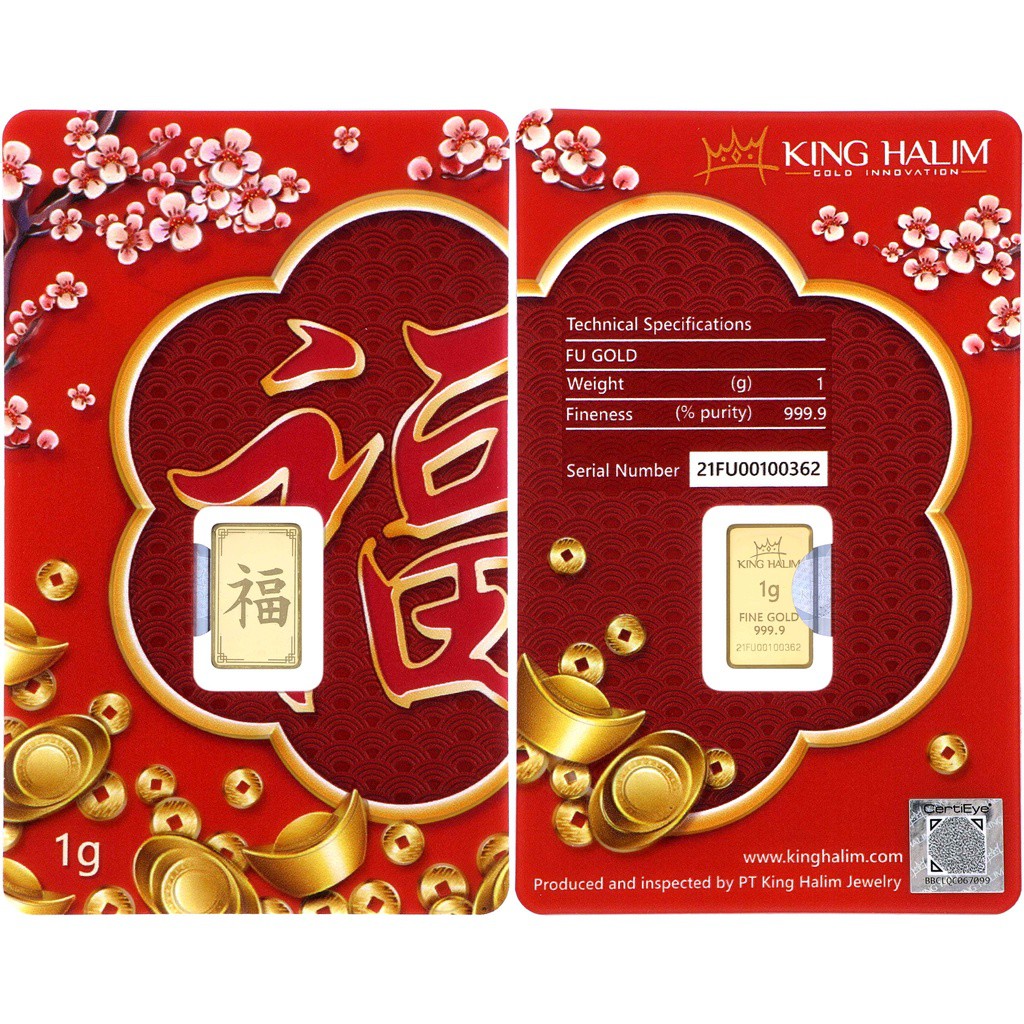 Logam Mulia King Halim / LM KH &quot;Fu / Fortune&quot; 24K 1 gram - SDW Gold -