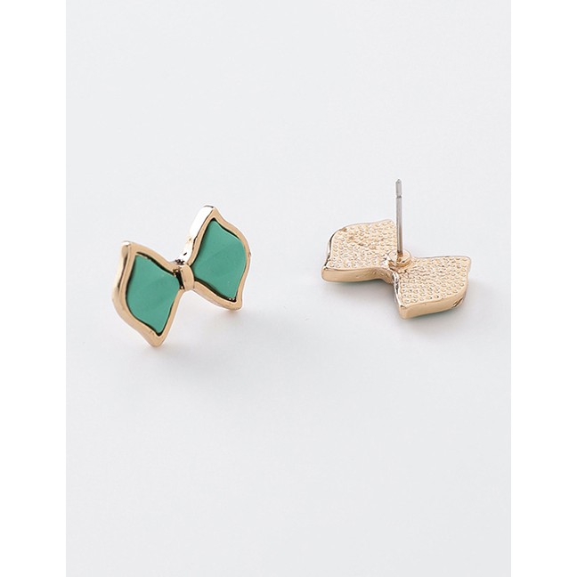 LRC Anting Tusuk Fashion Green Bow Earrings D15302