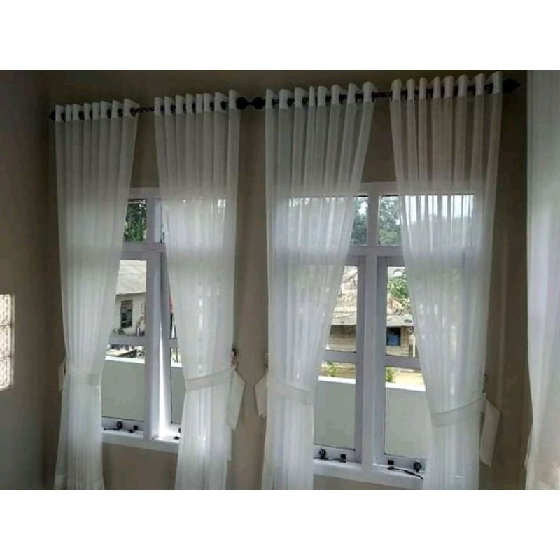 Gorden Vitrase Putih Polos Model Ring L 200 x T 300cm Hordeng polos Tirai Lapisan