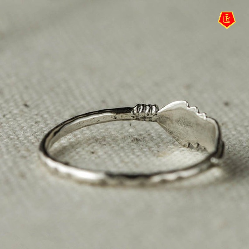 [Ready Stock]Retro Personality 925 Silver Feather Ring Simple