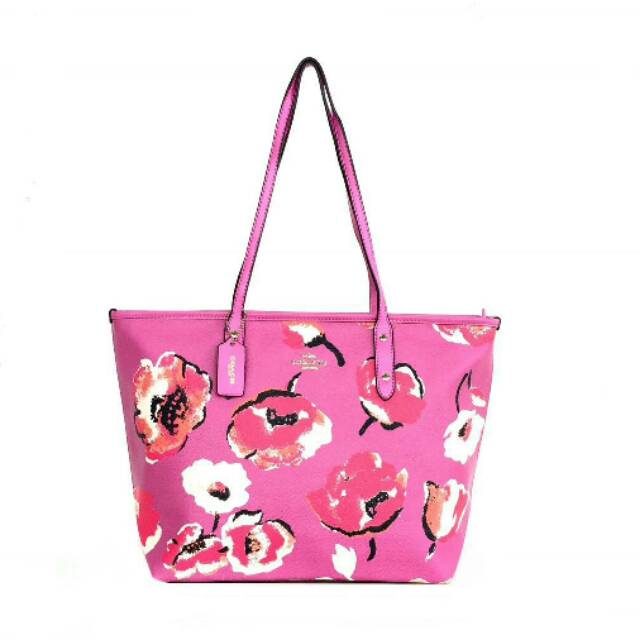 COACH City Zip Tote in Wildflower Print floral tas totebag original ori authentic