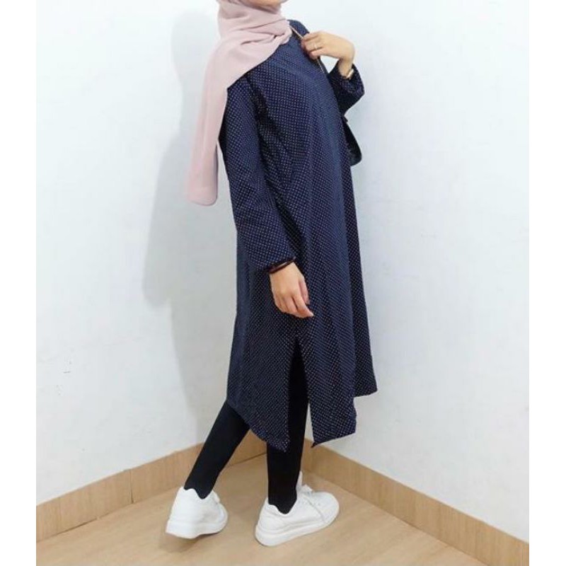 TUNIK KAOS BUSUI NAVY BLUE POLKADOT