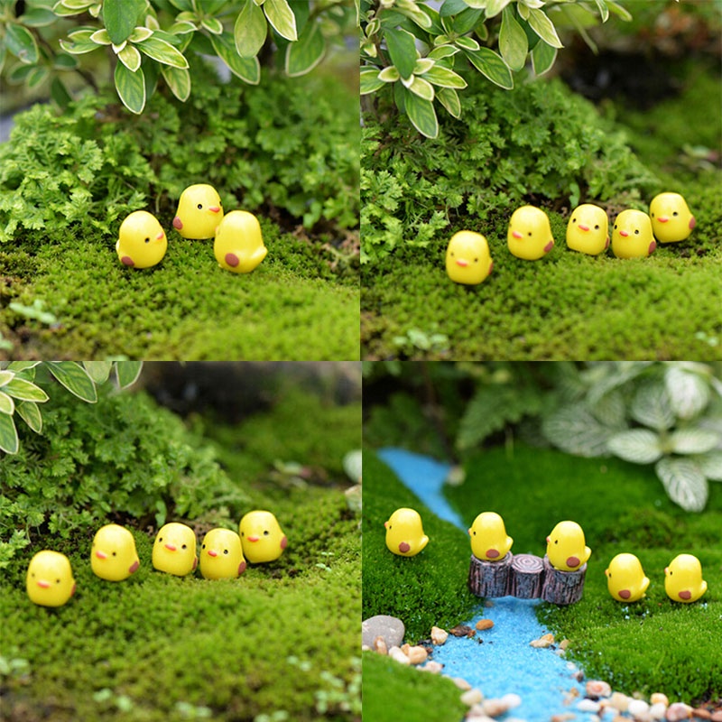 (dreamdreaming.id) 5pcs Miniatur Ayam Kuning Untuk Dekorasi Taman mini / Rumah Boneka / Terrarium DIY