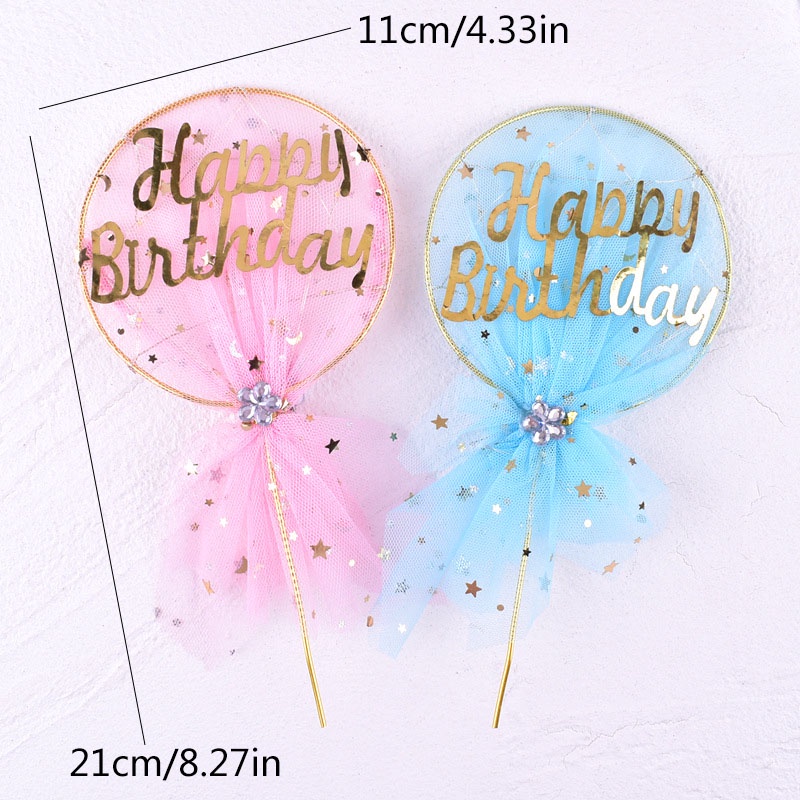 Topper Kue Desain Happy Birthday Dengan Lampu Luminous Bahan Besi Untuk Dekorasi Pesta Ulang Tahun