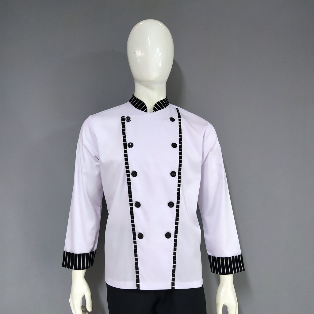 Chef Wear Baju Koki LS Putih STRIPE Ads