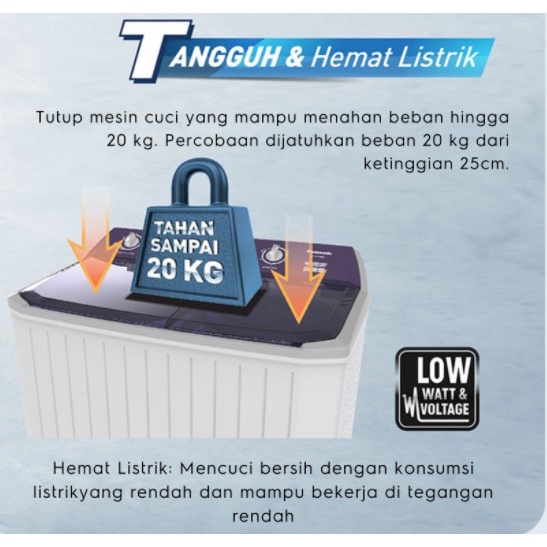 Panasonic Mesin Cuci 2 Tabung 7.5Kg Low Watt NA-W78BCV1 NAW78BCV1