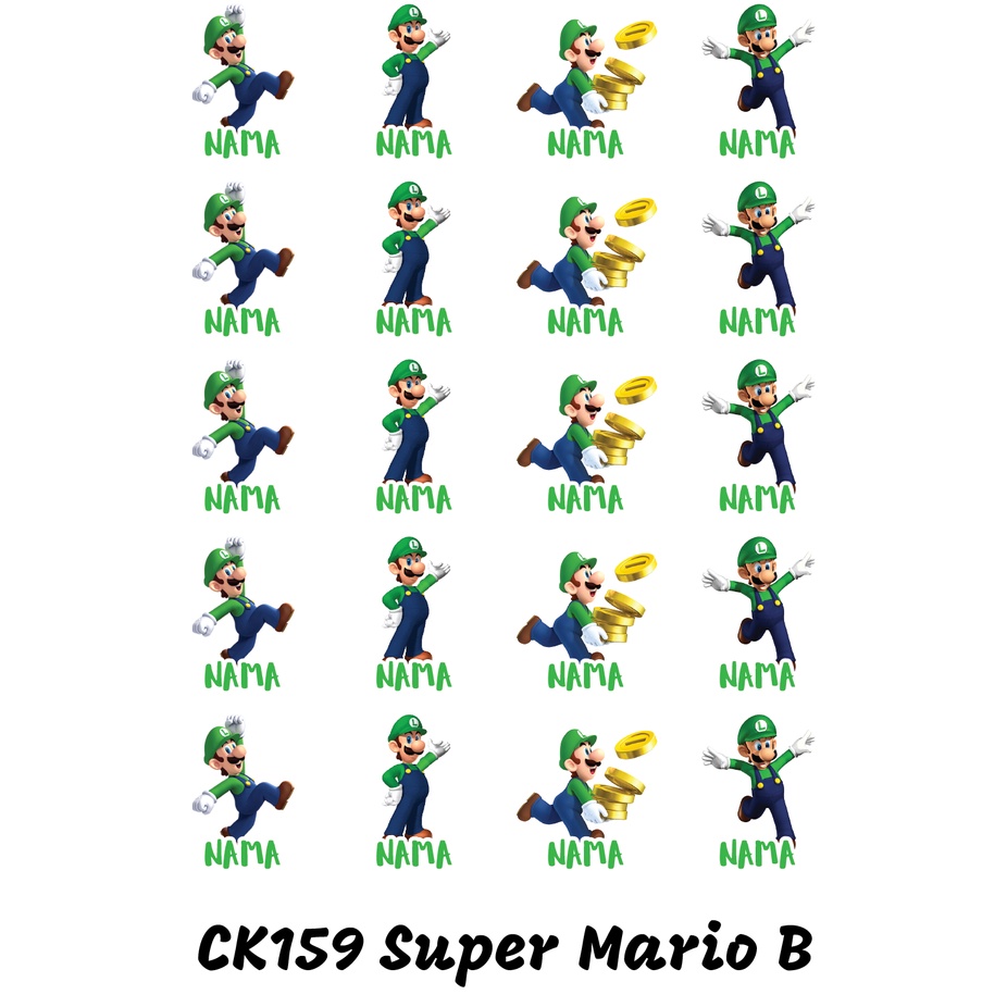 

Sticker Nama Cutting Label Waterproof Tahan Air Super Mario B (CK159)