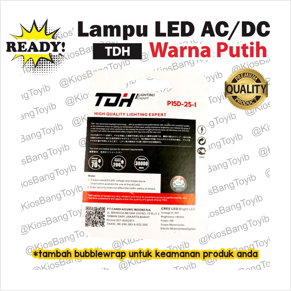 Bohlam Lampu Depan LED AC/DC Warna Putih Bebek Matic Universal (TDH)