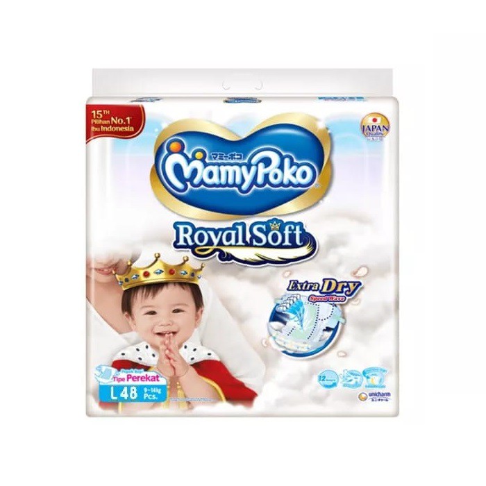 Mamypoko Perekat Royal Soft S60/M56/L48/XL40/XXL32 (KEMASAN BARU)