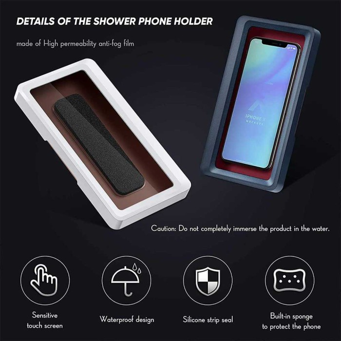 Holder Smartphone Dinding Kamar Mandi Dapur Waterproof Case Box - Putih