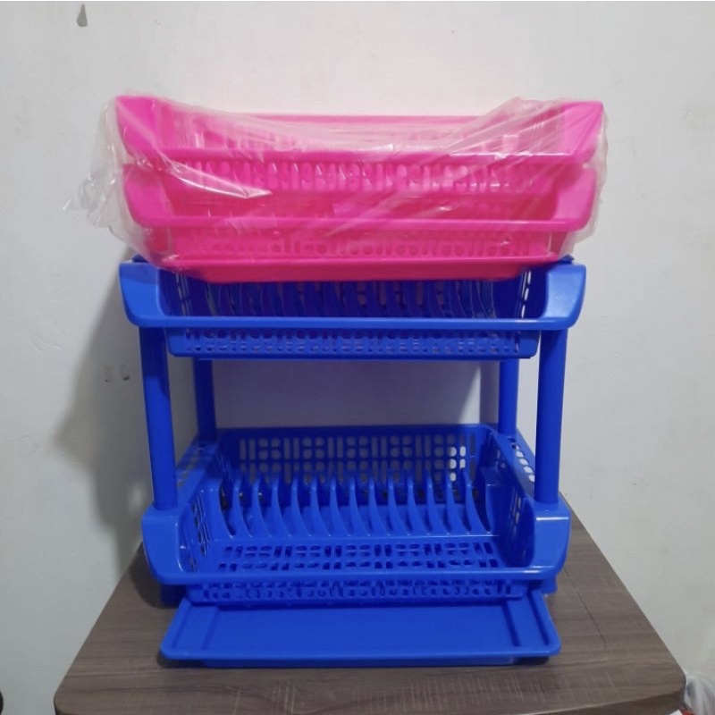 SHINPO - Rak Piring Plastik + Nampan Susun 2 Susun 1