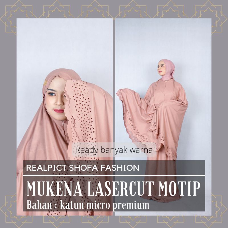 (lasercut motip)Mukena lasercut/mukena daily/mukena shofa fashion laser motp