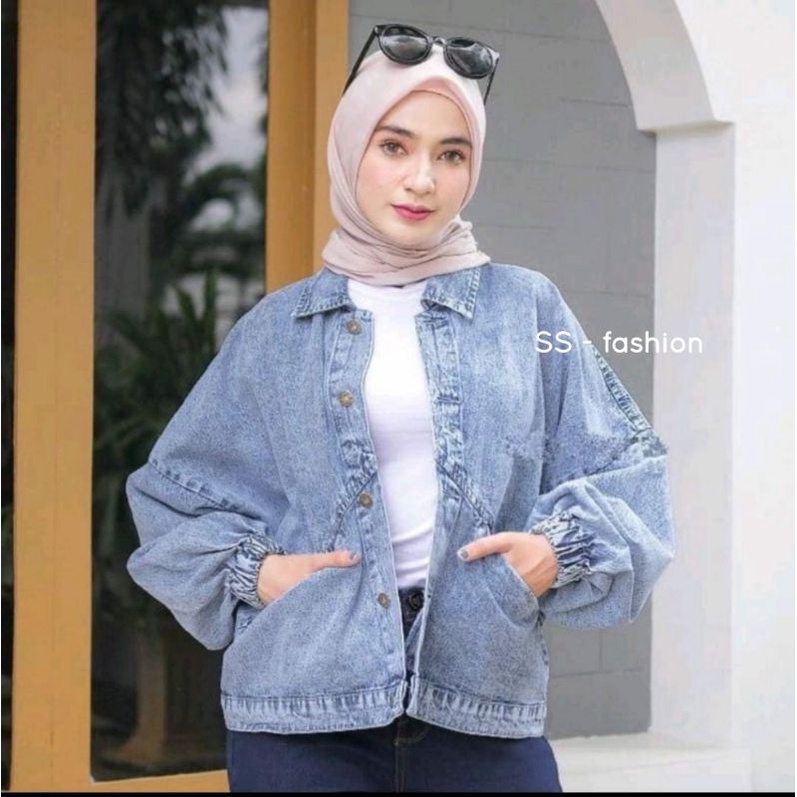 Baggy Vintages Jaket Jeans Wanita Oversize