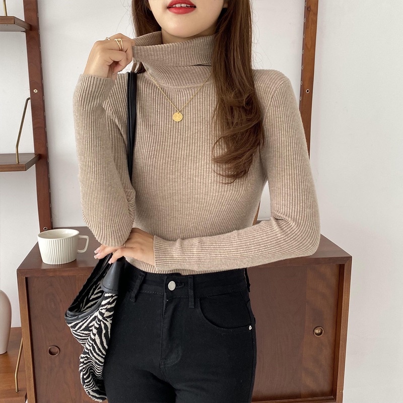 A363 • Turtleneck Sweater Rajut Import • Atasan Knit • Fashion Wanita