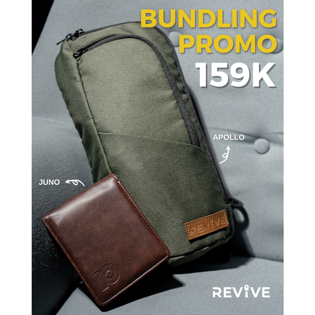 BUNDLING Kado Murmer | APOLLO Sling Bag + Dompet Kulit JUNO [Paket REVIVE Indonesia]