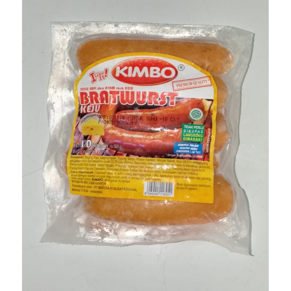 Kimbo Sosis Bratwurst Keju Mini Isi 10pcs 500gr