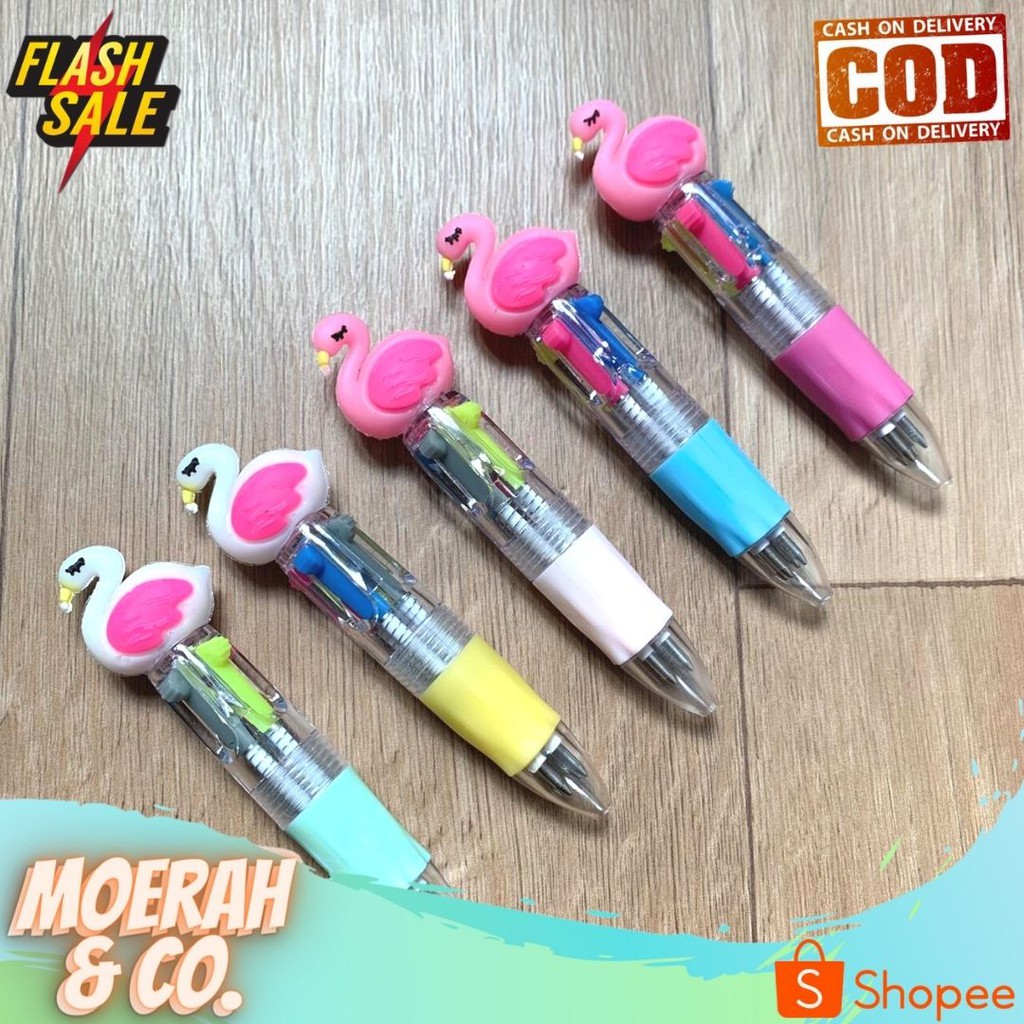

PULPEN GEL TINTA WARNA WARNI BENTUK FLAMINGO PEN LUCU BOLPEN UNIK MURAH PEN 4 IN 1 COD PENA MURAH
