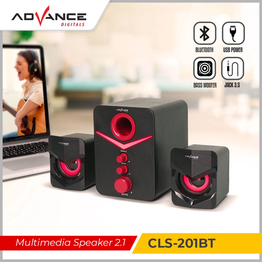 【READY STOCK】 Advance Speaker Bluetooth CLS-201BT Multimedia Aktif 2.1 Stereo Music Box Subwoofer Karaoke USB Garansi 1 Tahun