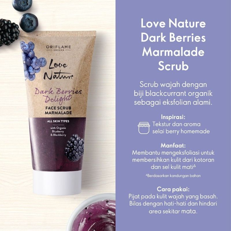 Love Nature Dark Berries Delight Face Scrub Marmalade/Face Mask Smoothie/Yoghurt Face Cream