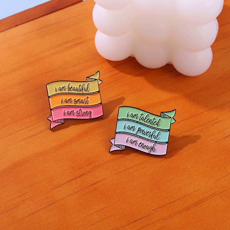 Fun Quotes Enamel Pins Custom Choose I Am Beautiful Brooches Dialog Badge Denim Shirt Lapel Pin Bag Jewelry Gift